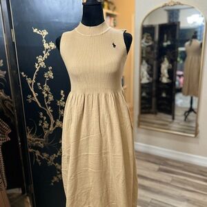 Beige Sleeveless Knit Dress